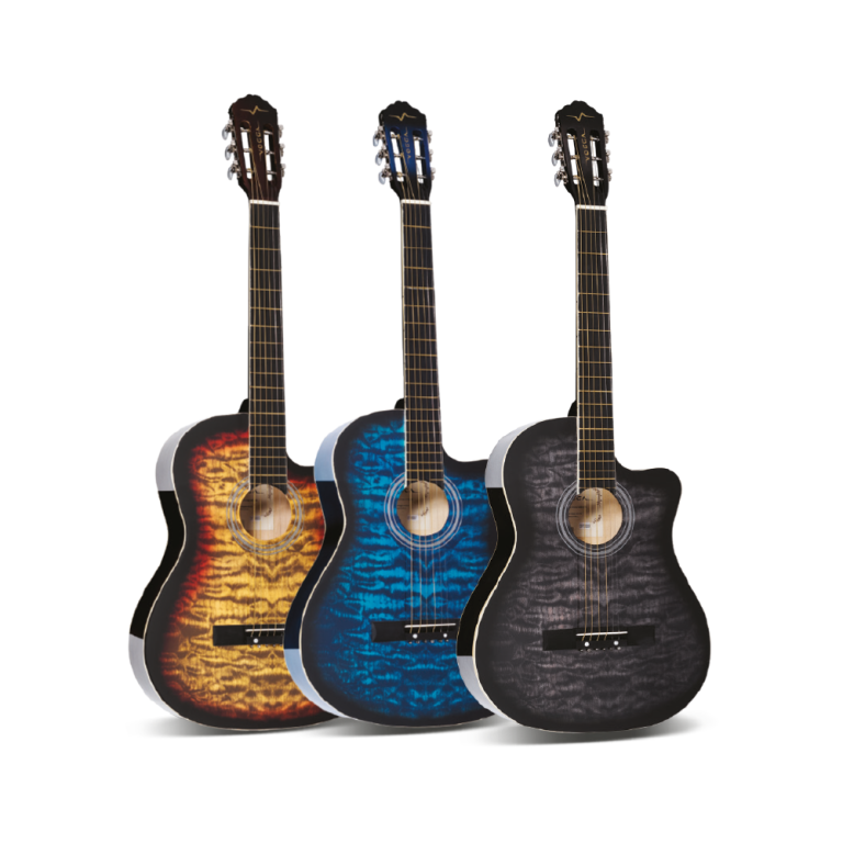 Leia mais sobre o artigo VIOLÃO CLÁSSICO ACÚSTICO COM CUTAWAY 39” 4/4  COLOR – AÇO