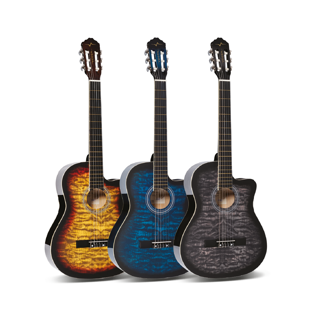 Leia mais sobre o artigo VIOLÃO CLÁSSICO ACÚSTICO COM CUTAWAY 39” 4/4 – COLOR – NYLON